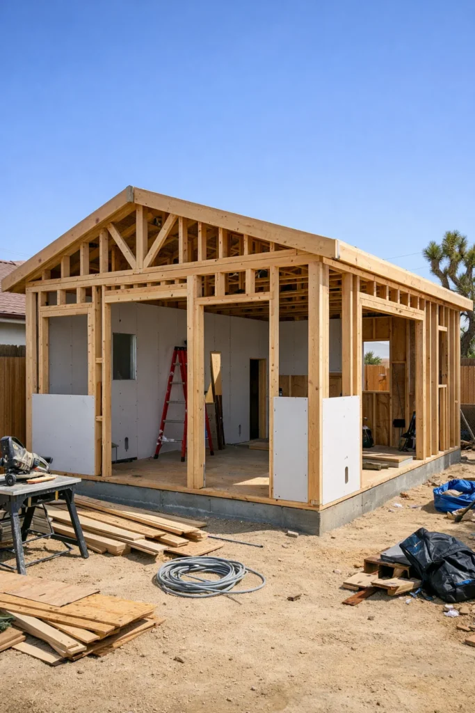 An ADU being built in Lancaster CA